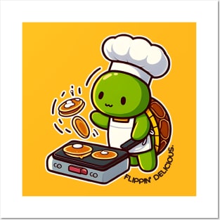 Cute Turtle Chef Cooking Kawaii Posters and Art